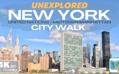 UNEXPLORED New York, City Walk in 4K, United Nations & view of Empire State Building, white noise